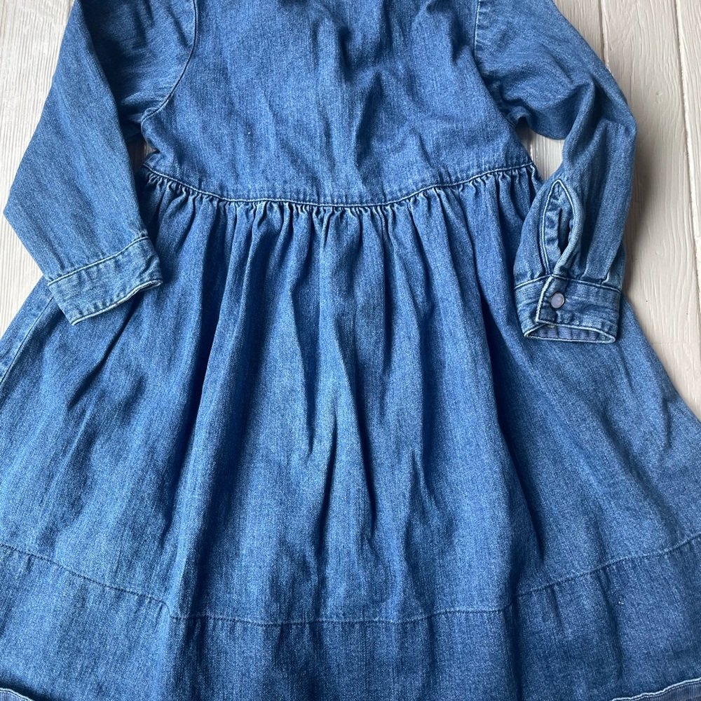 Laura Ashley Mother & Child Girls Dress Size 2 Denim Modest Pearl Snaps - Picture 6 of 9